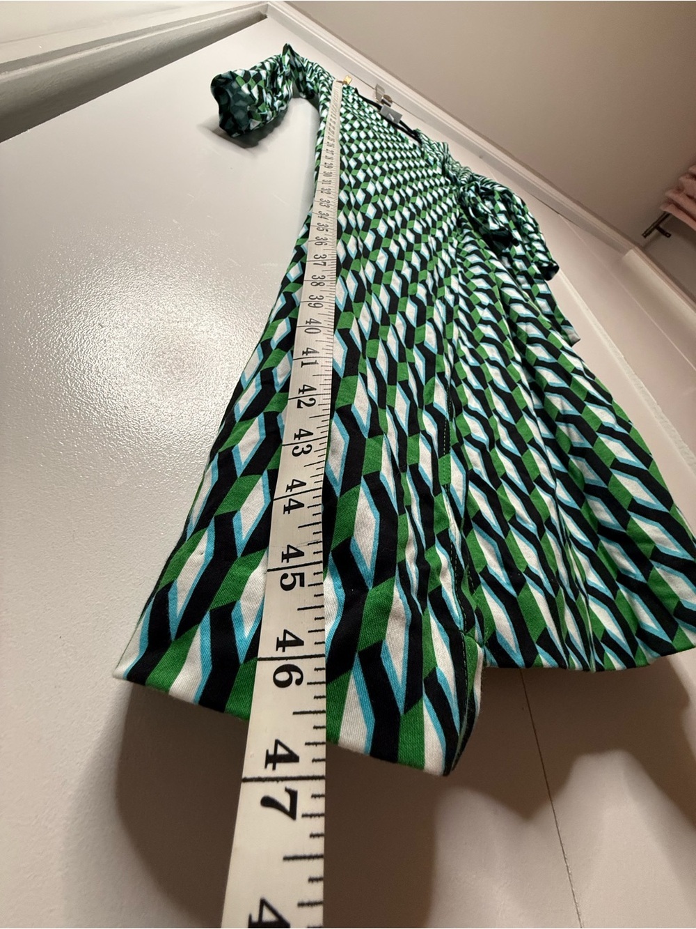 DVF Diane Von Furstenberg x Target L/S Midi Arrow Geo Green Wrap Dress XSMALL - Picture 7 of 8